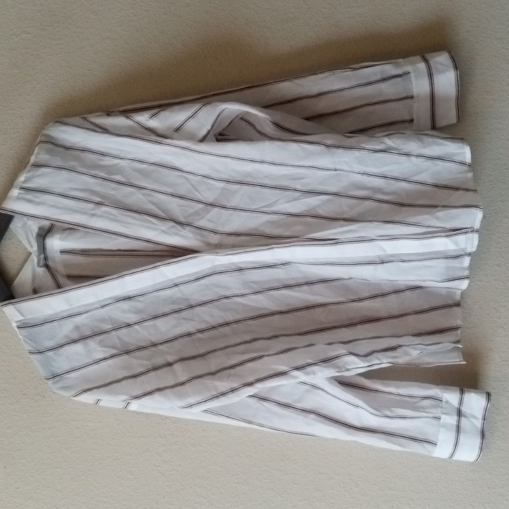 Vince White and Black Striped Blouse